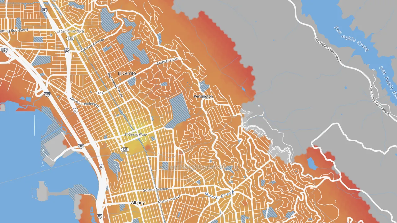 Transit Grade map of Kensington-San Francisco, Berkeley, CA