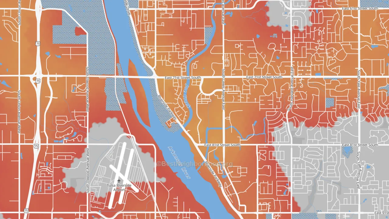 Transit Grade map of Kensington, Tulsa, OK
