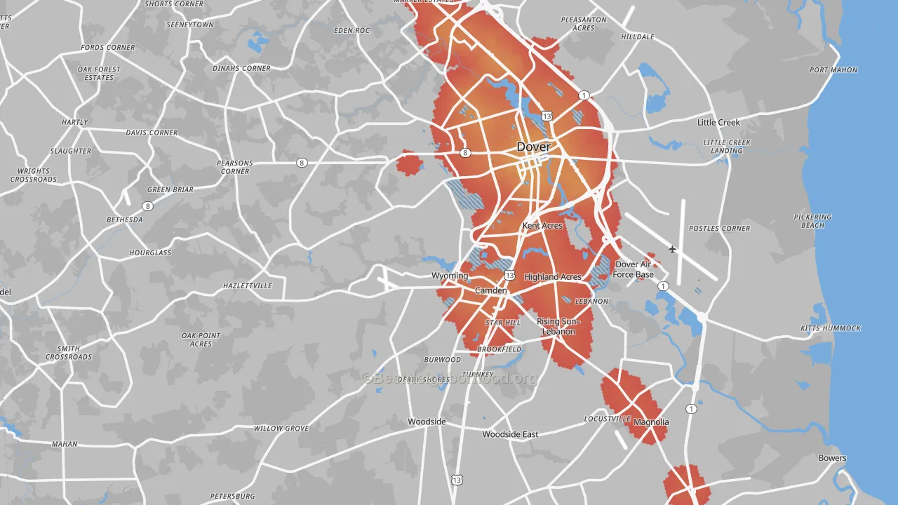 Transit Grade map of Kent County, DE