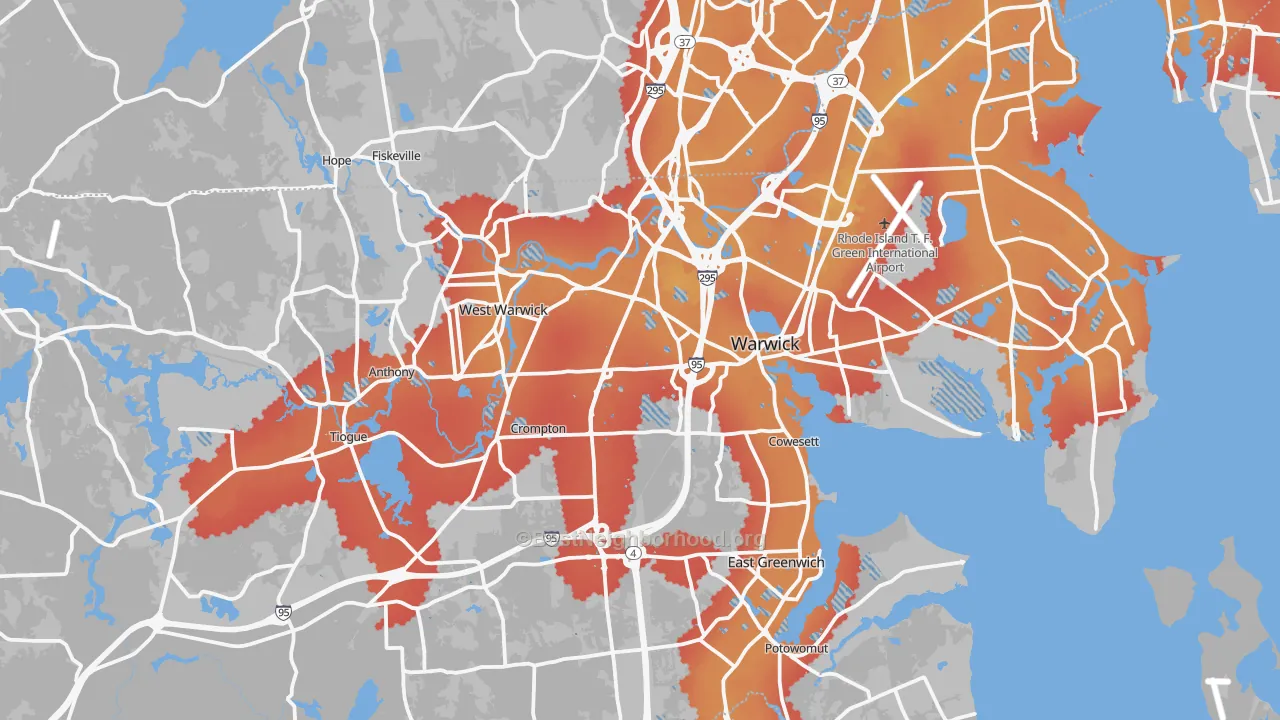 Transit Grade map of Kent County, RI