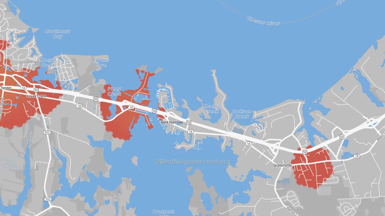 Transit Grade map of Kent Narrows, MD