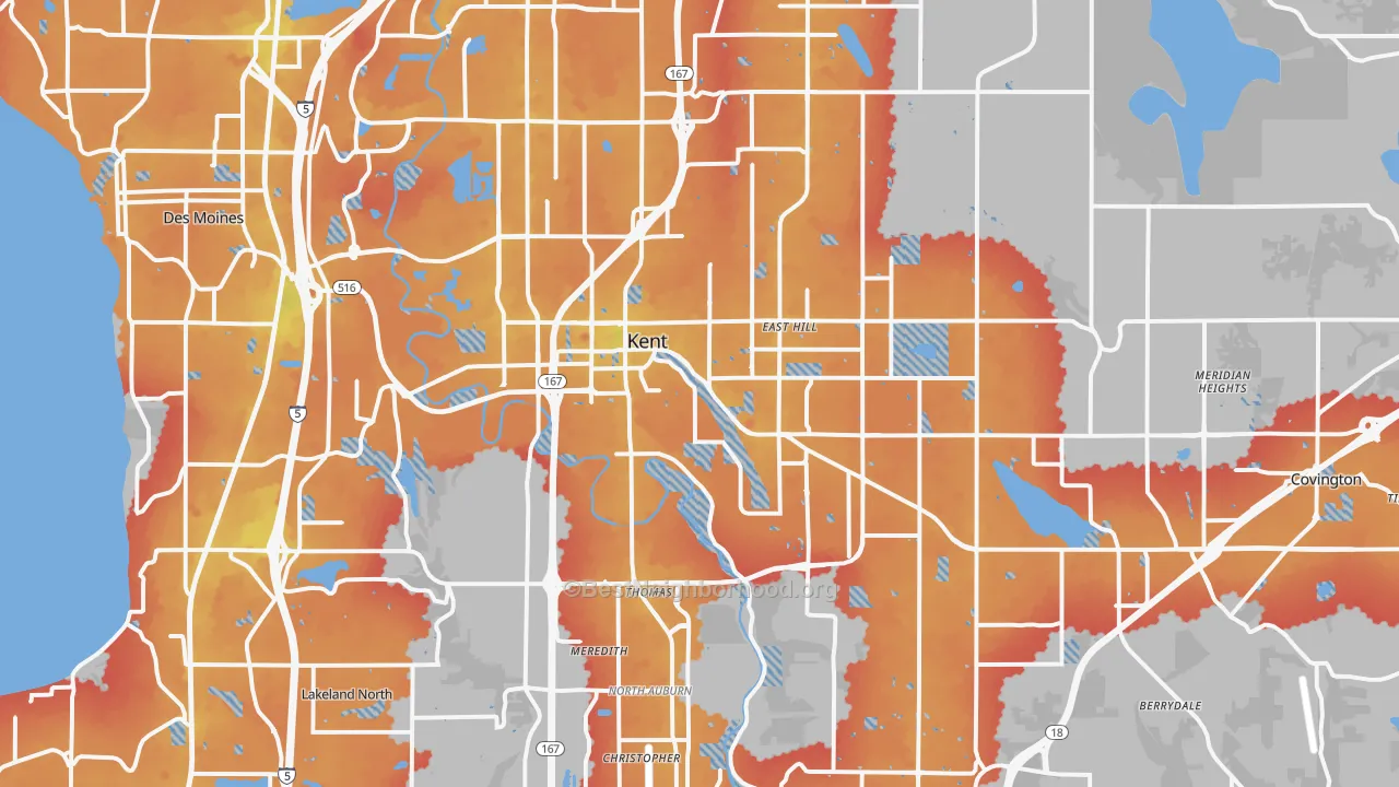 Transit Grade map of Kent, WA