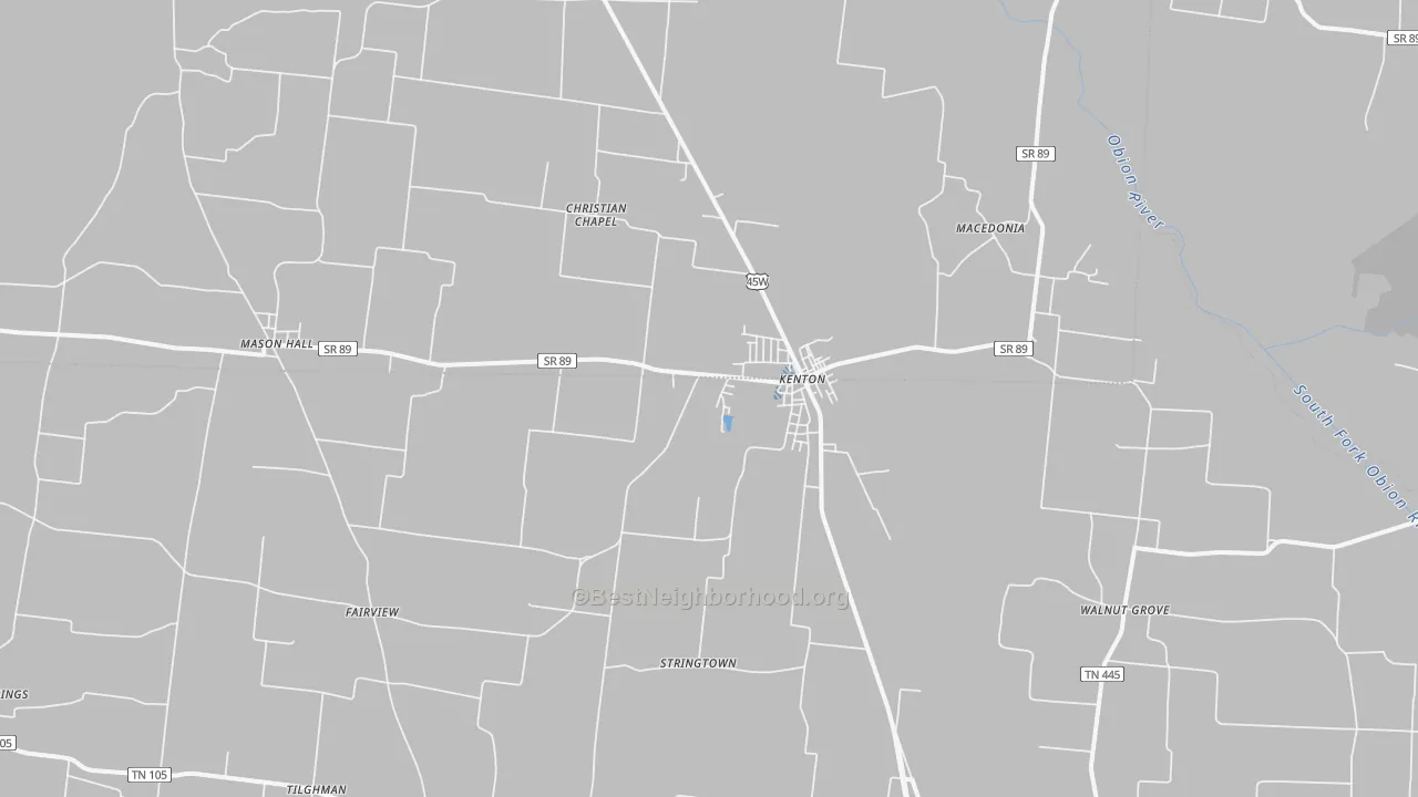 Transit Grade map of Kenton, TN