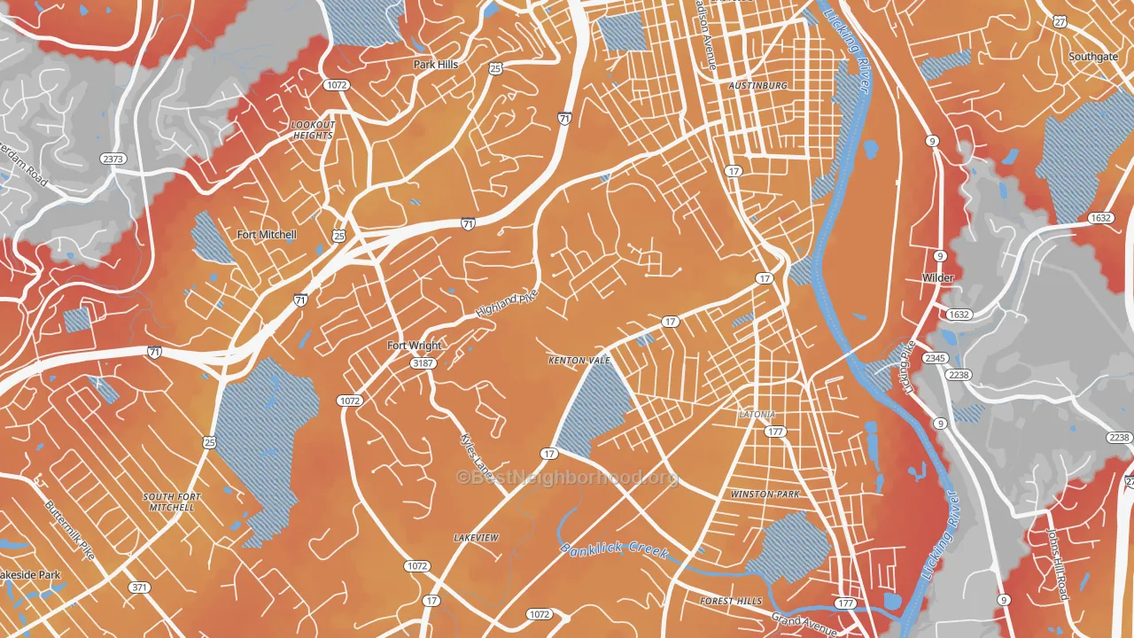 Transit Grade map of Kenton Vale, KY