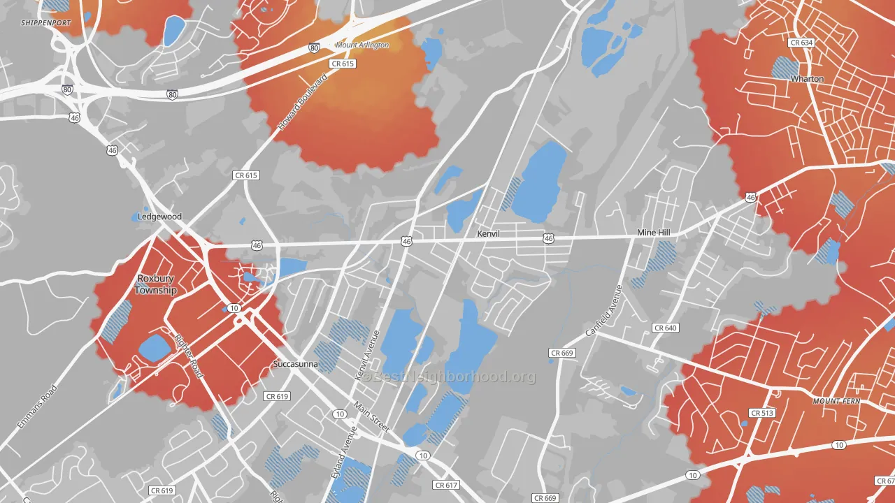 Transit Grade map of Kenvil, NJ