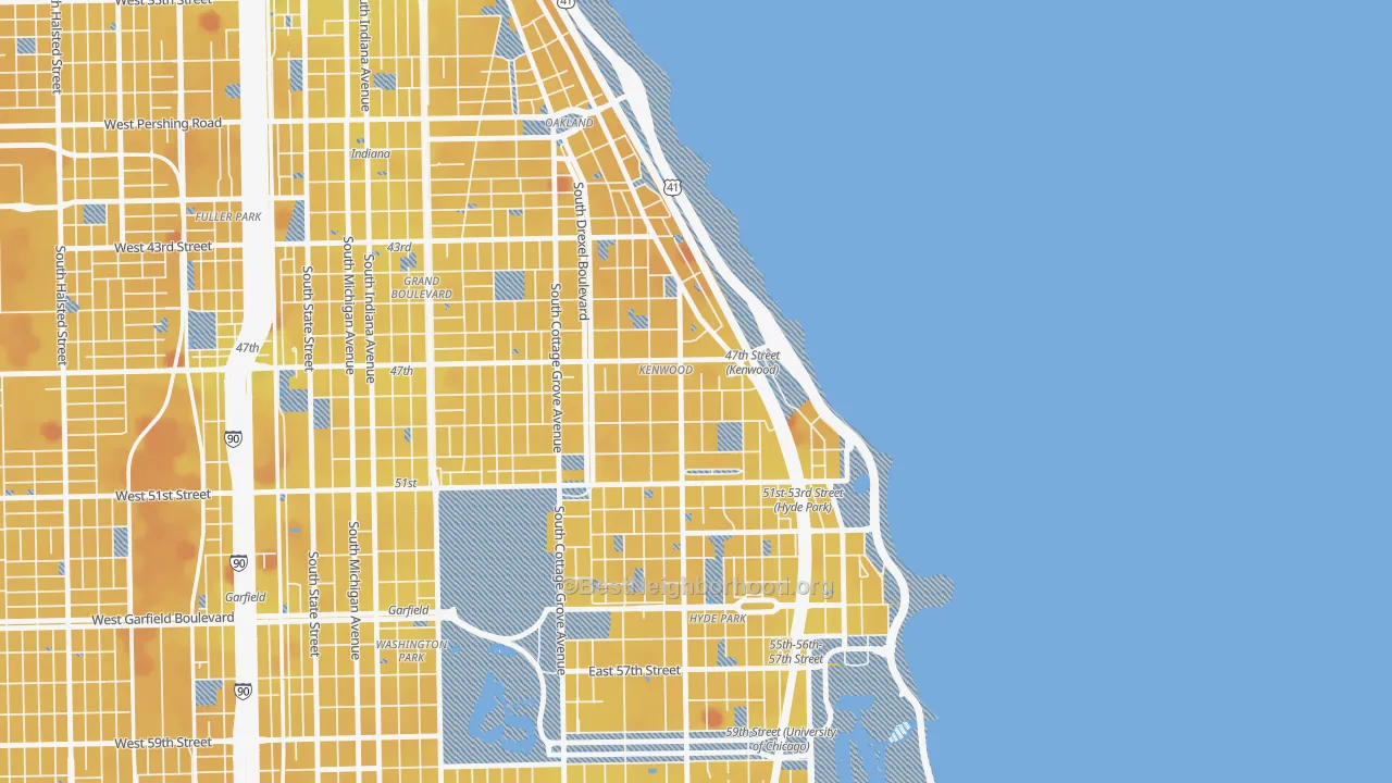 Transit Grade map of Kenwood, Chicago, IL