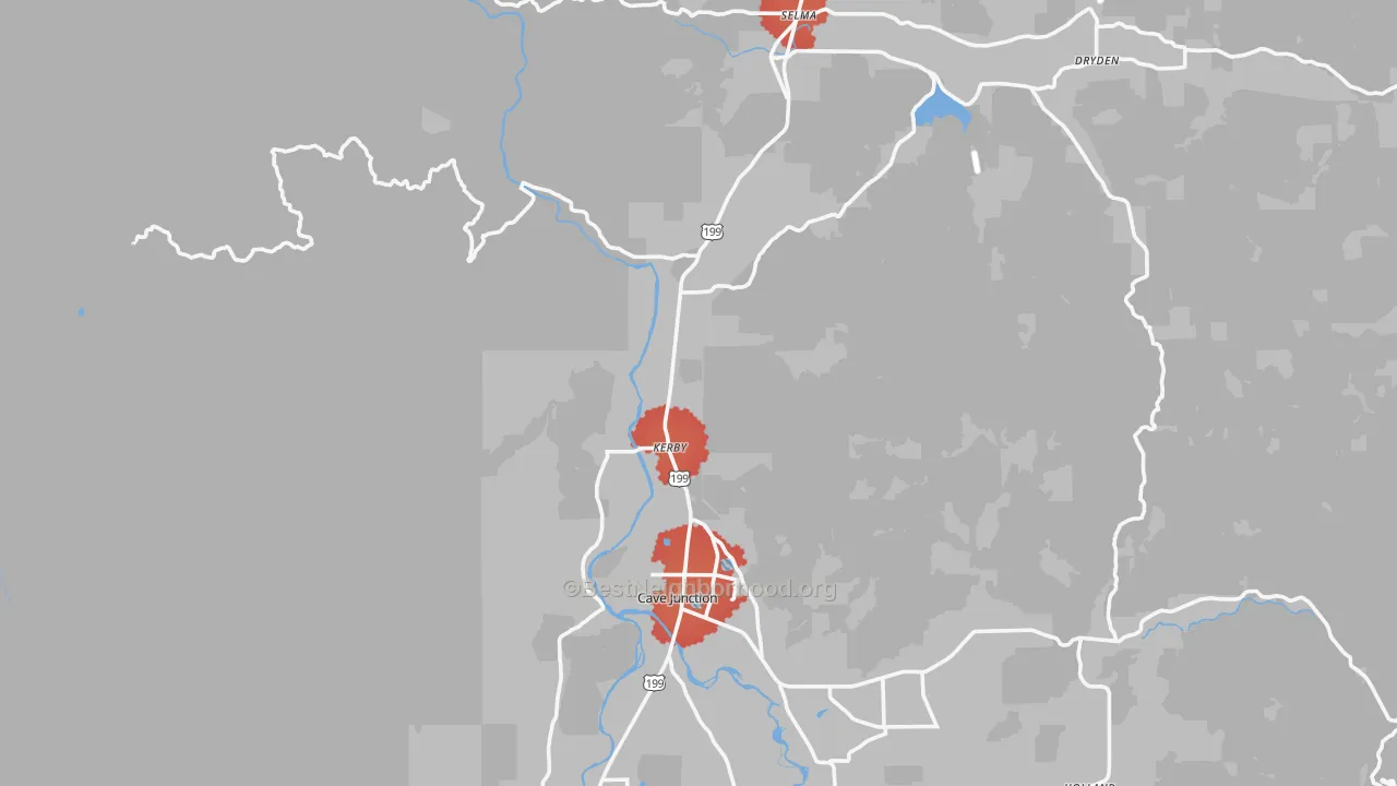 Transit Grade map of Kerby, OR
