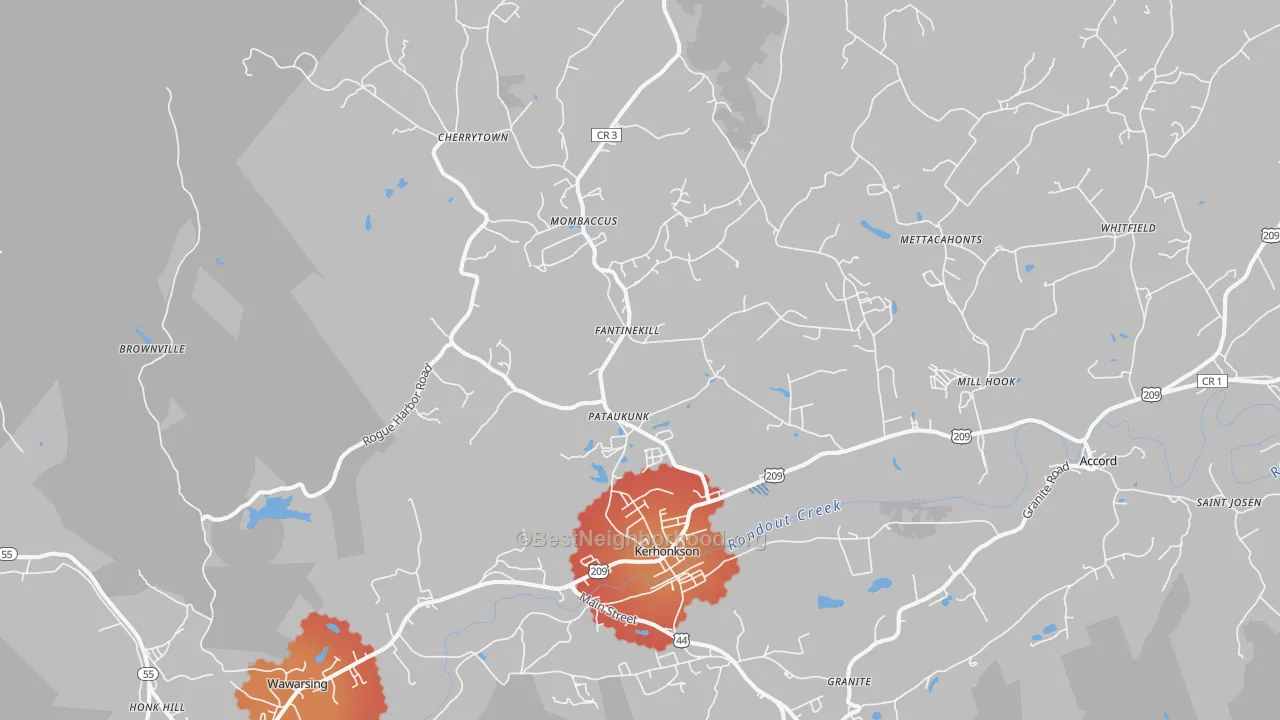 Transit Grade map of Kerhonkson, NY