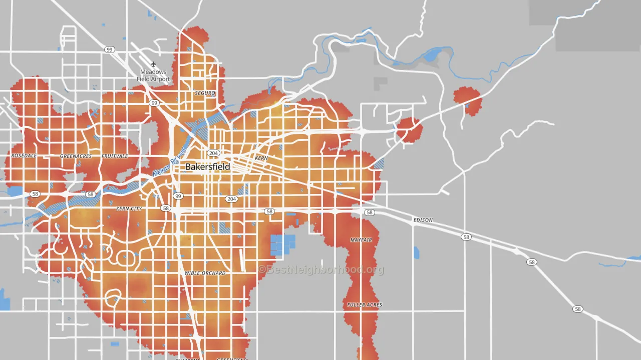Transit Grade map of Kern County, CA
