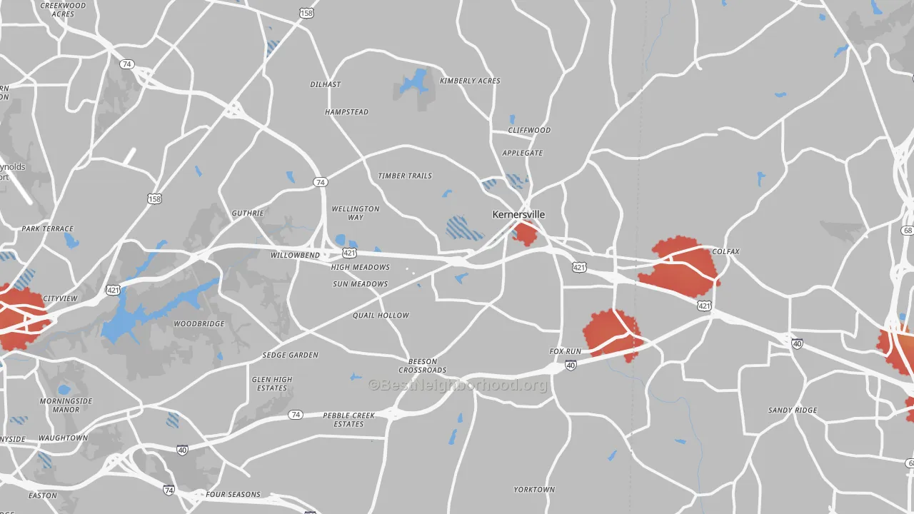 Transit Grade map of Kernersville, NC