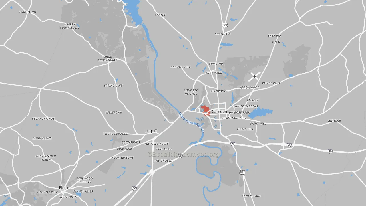 Transit Grade map of Kershaw County, SC
