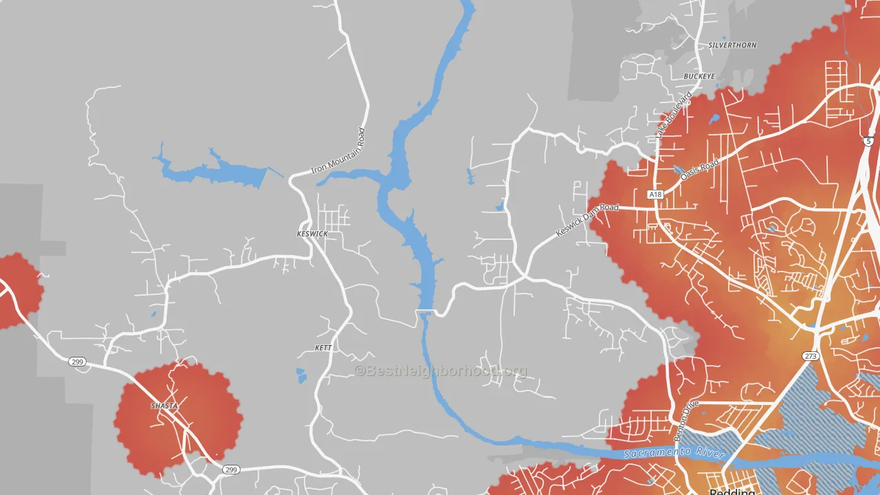Transit Grade map of Keswick, CA