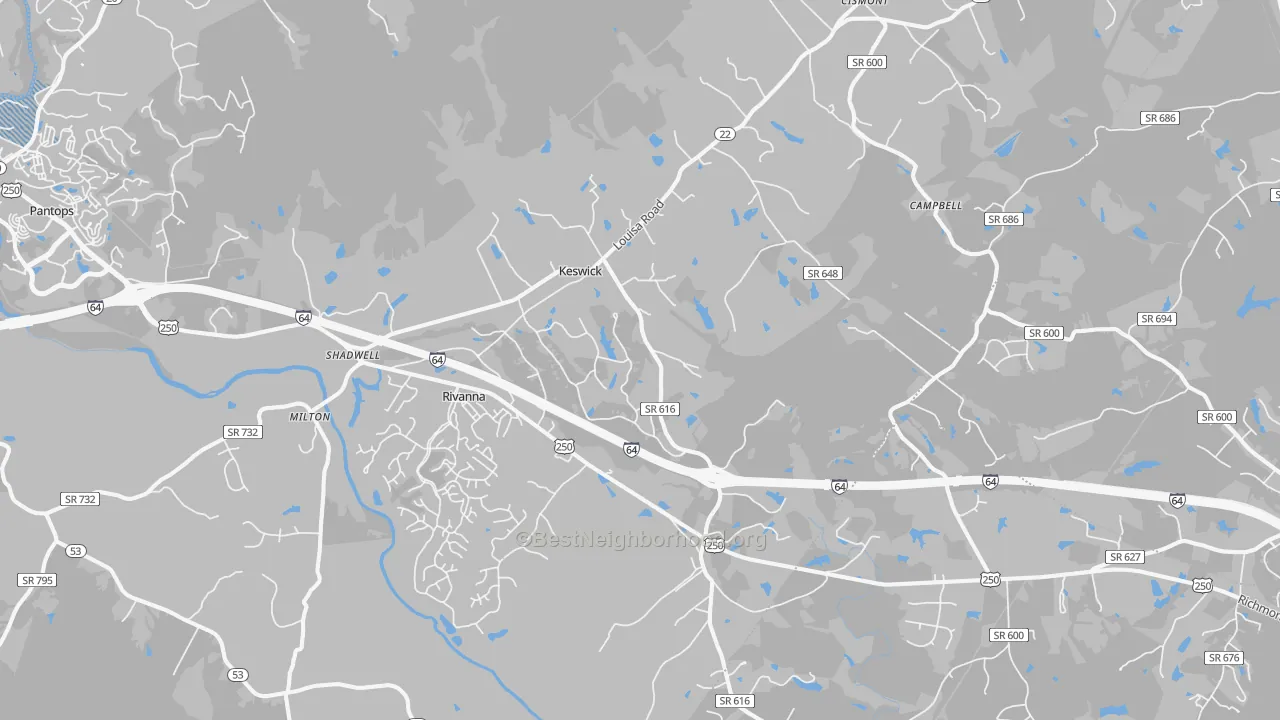 Transit Grade map of Keswick, VA