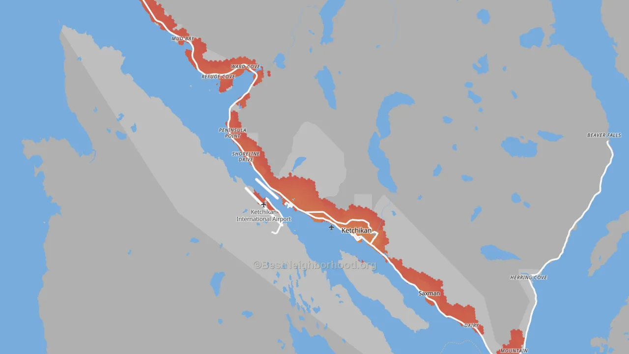 Transit Grade map of Ketchikan, AK