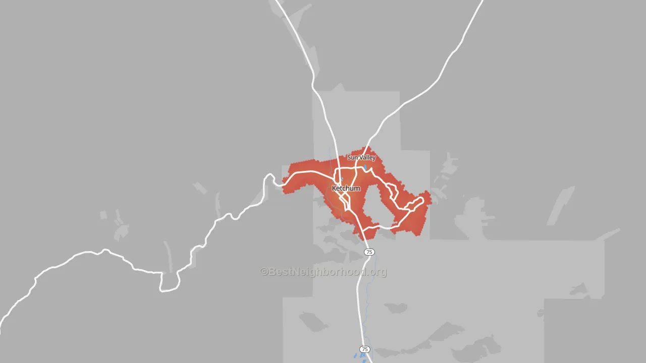 Transit Grade map of Ketchum, ID