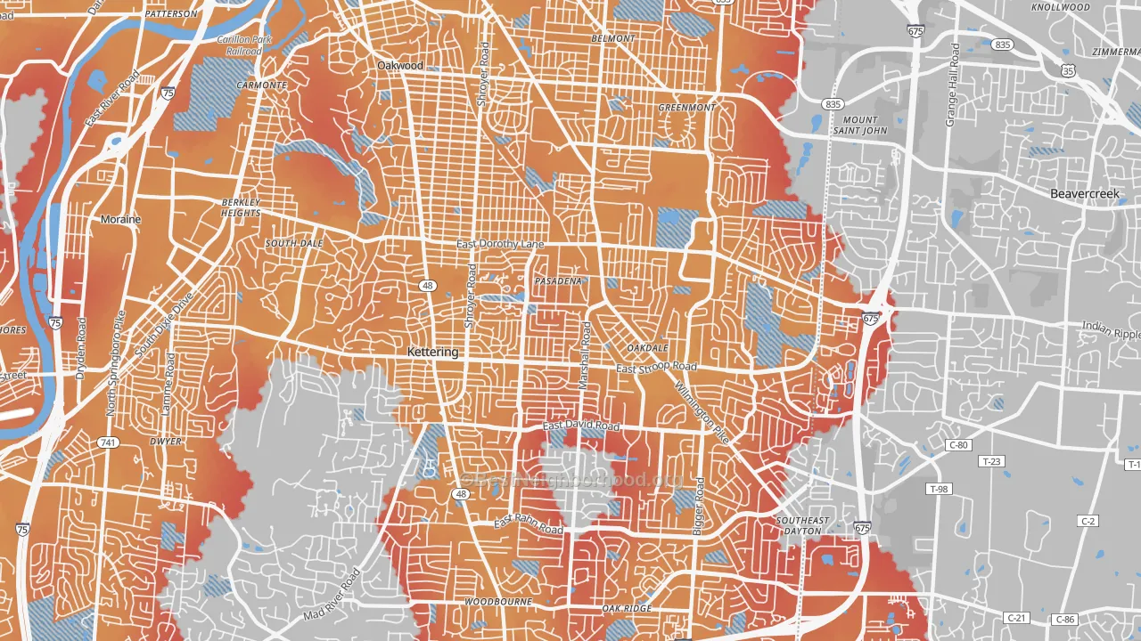Transit Grade map of Kettering, OH