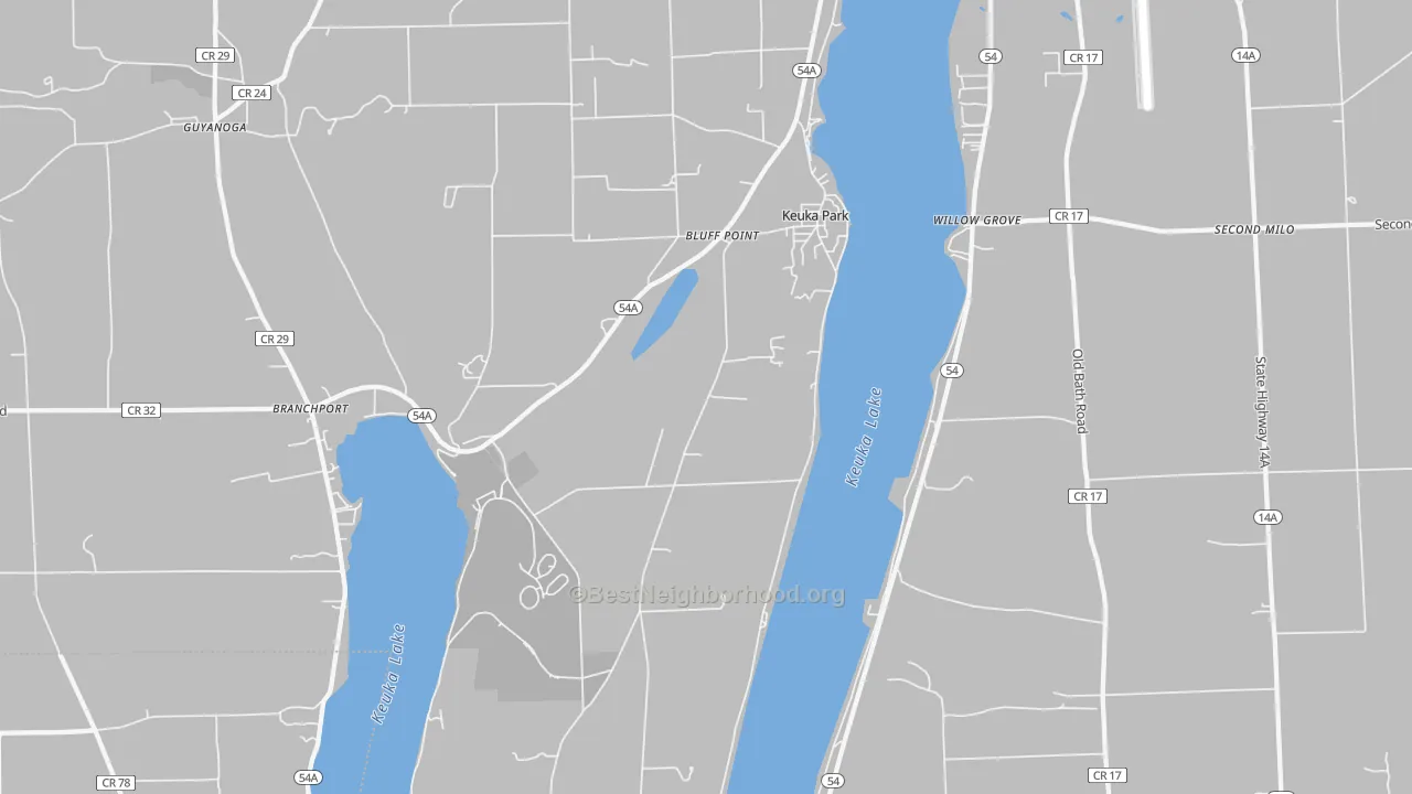 Transit Grade map of Keuka Park, NY