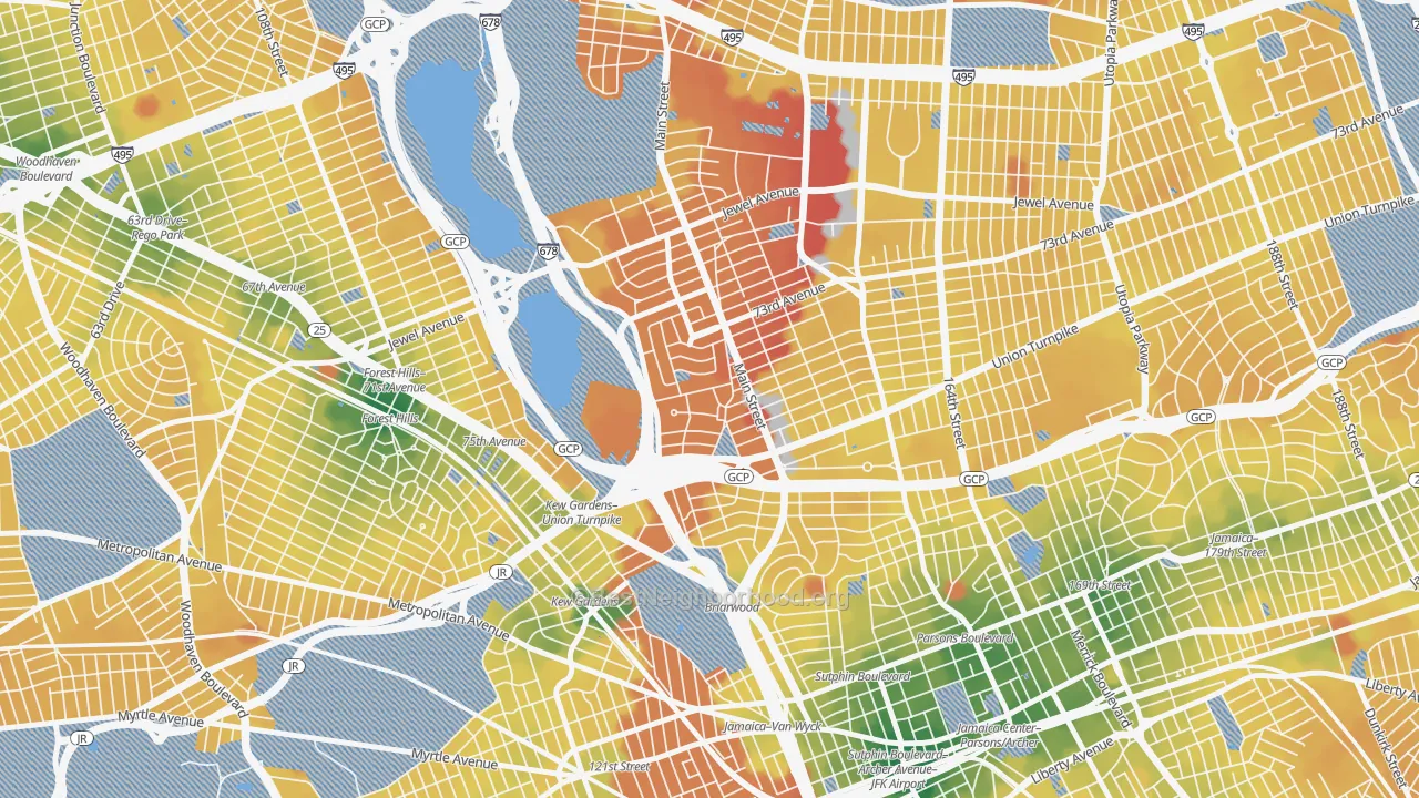 Transit Grade map of Kew Ggardens, Queens, NY