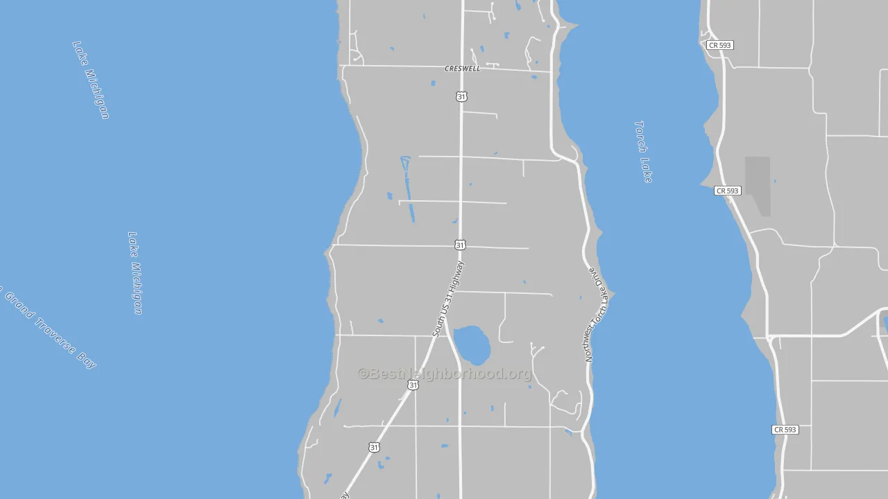 Transit Grade map of Kewadin, MI