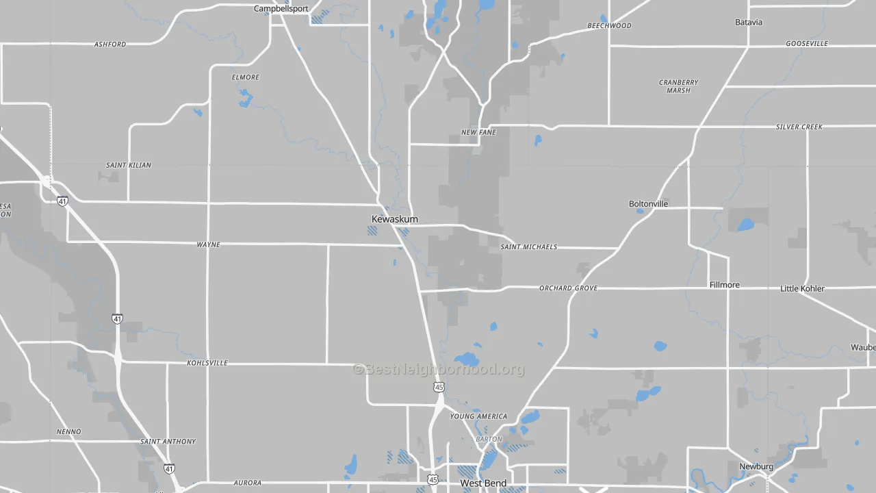 Transit Grade map of Kewaskum, WI