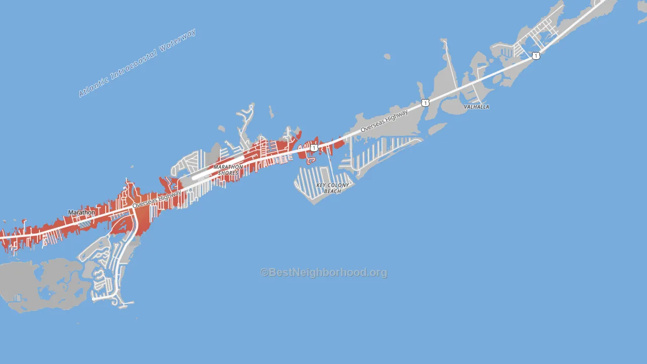 Transit Grade map of Key Colony Beach, FL