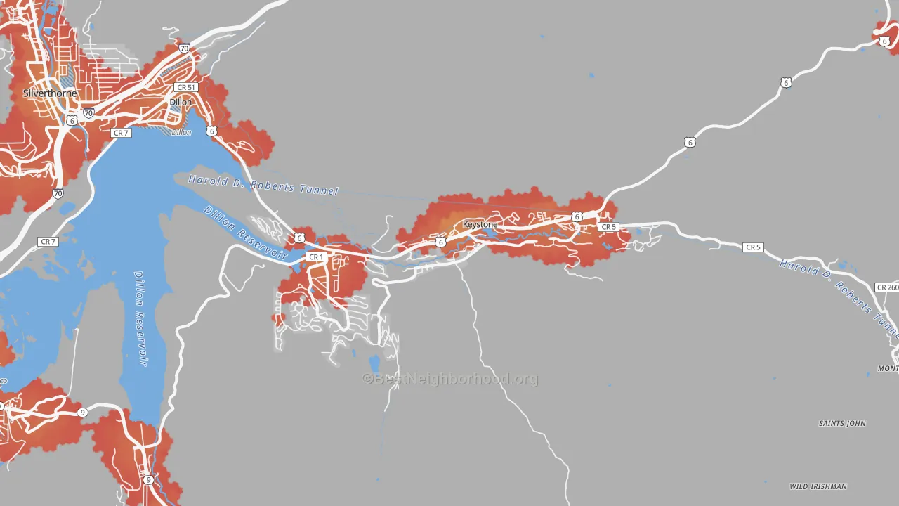 Transit Grade map of Keystone, CO