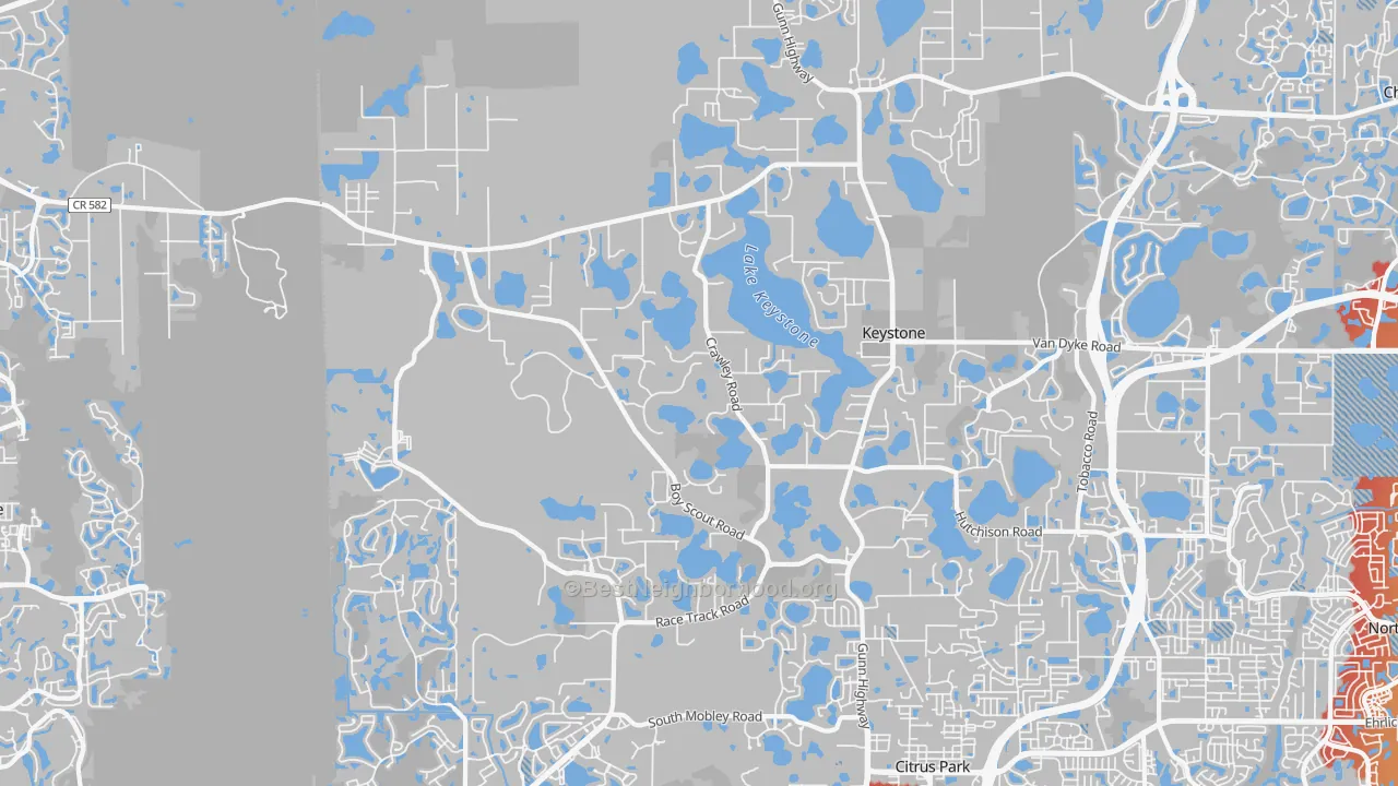Transit Grade map of Keystone, FL