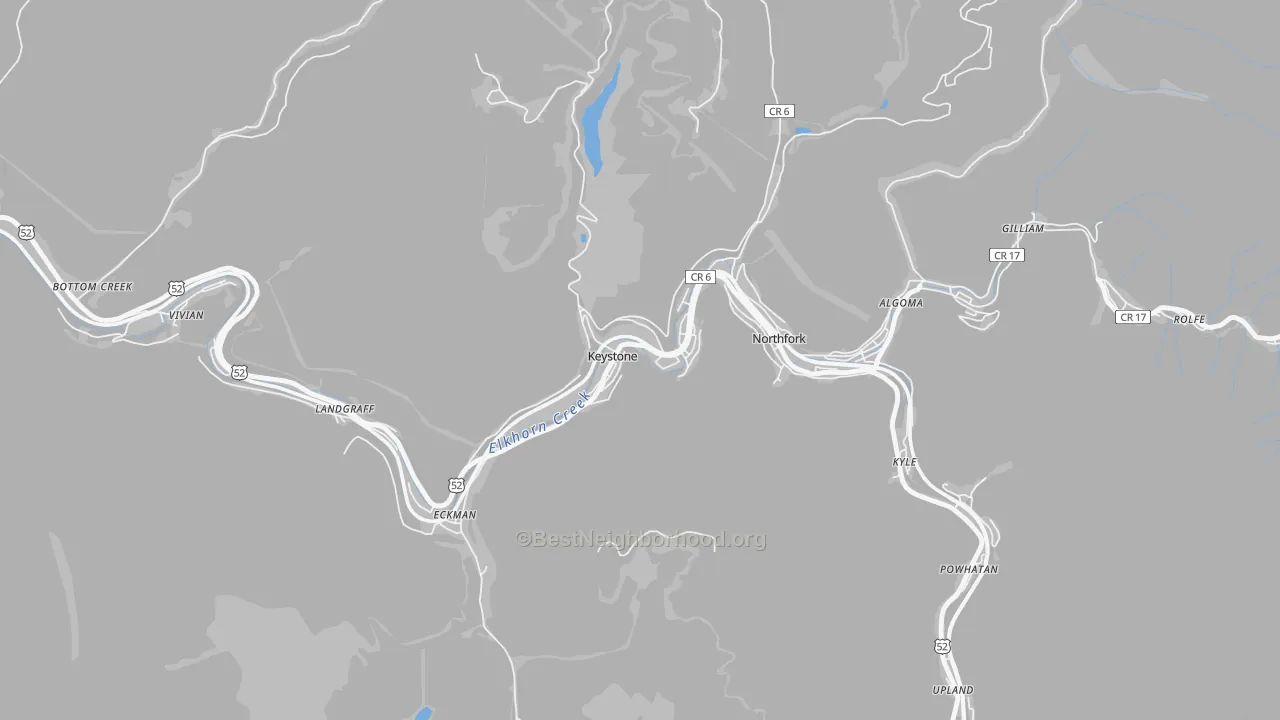 Transit Grade map of Keystone, WV