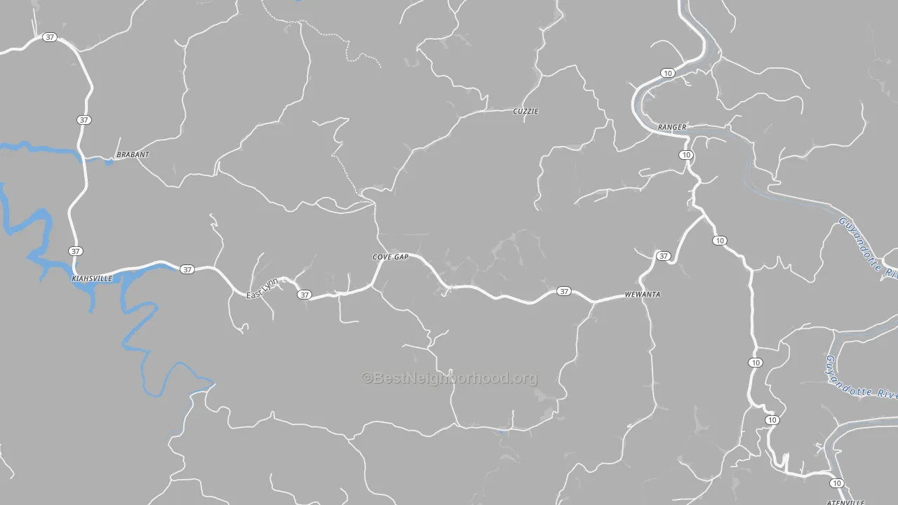 Transit Grade map of Kiahsville, WV