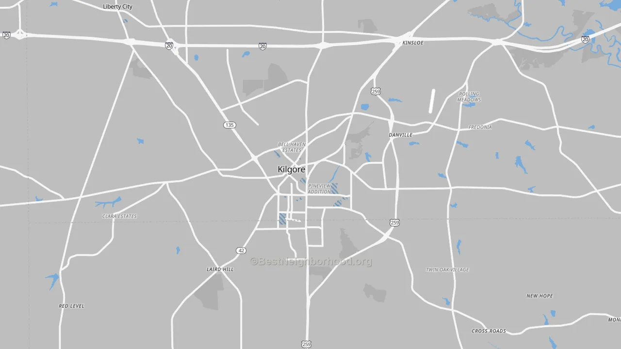 Transit Grade map of Kilgore, TX