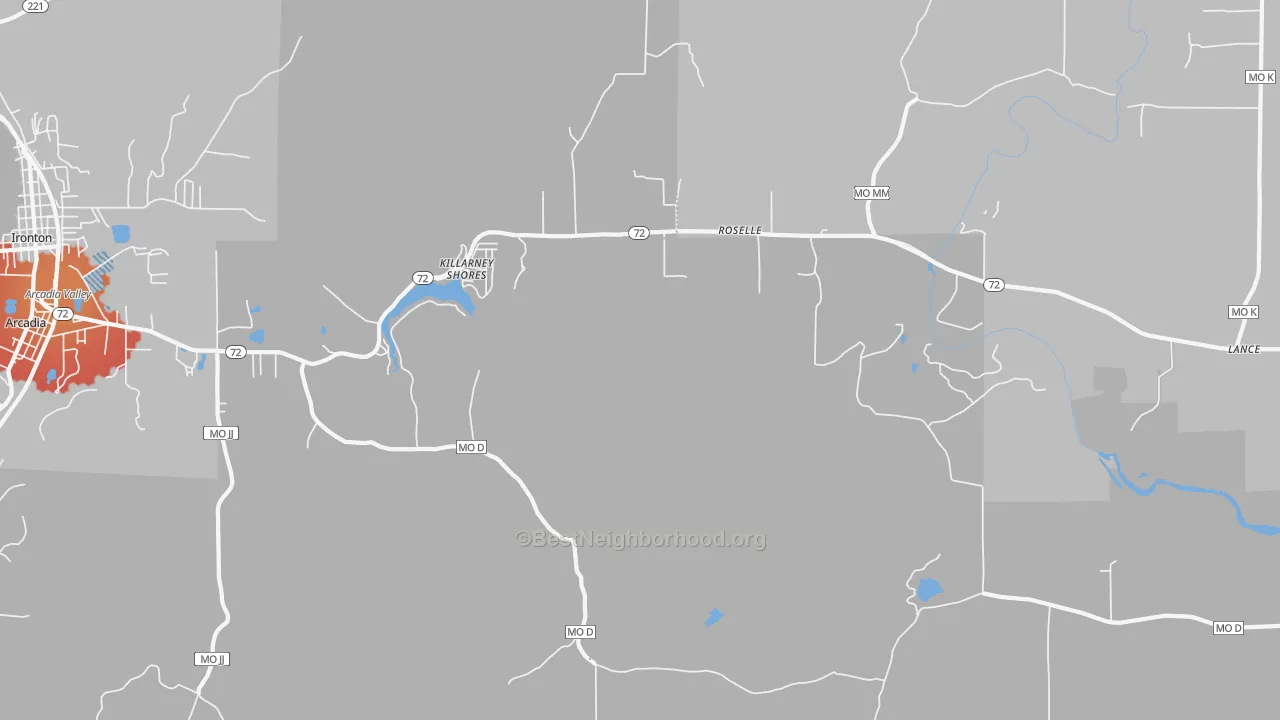 Transit Grade map of Killarney Shores, MO