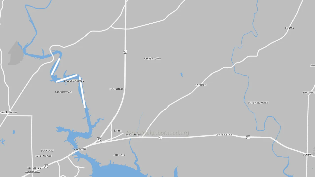 Transit Grade map of Killen, AL