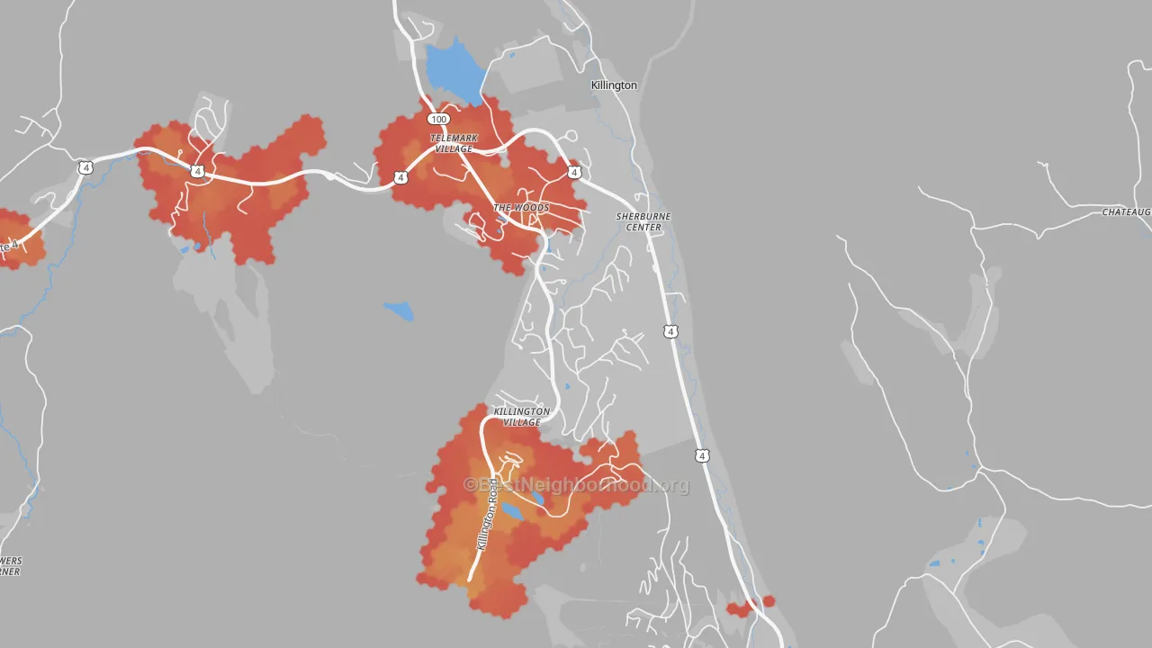 Transit Grade map of Killington, VT