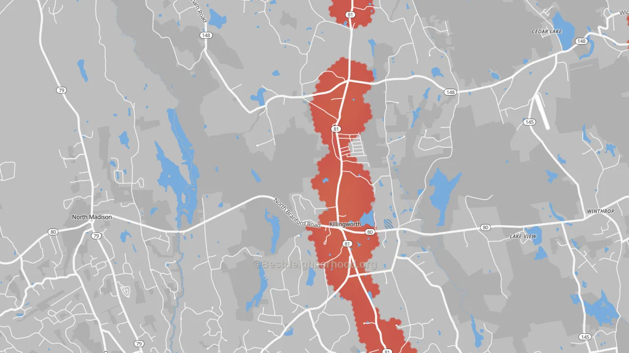 Transit Grade map of Killingworth, CT