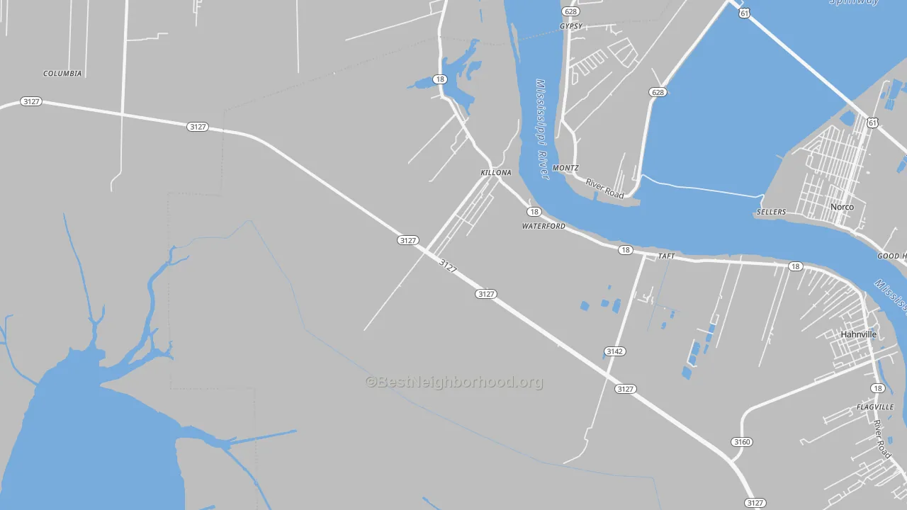 Transit Grade map of Killona, LA