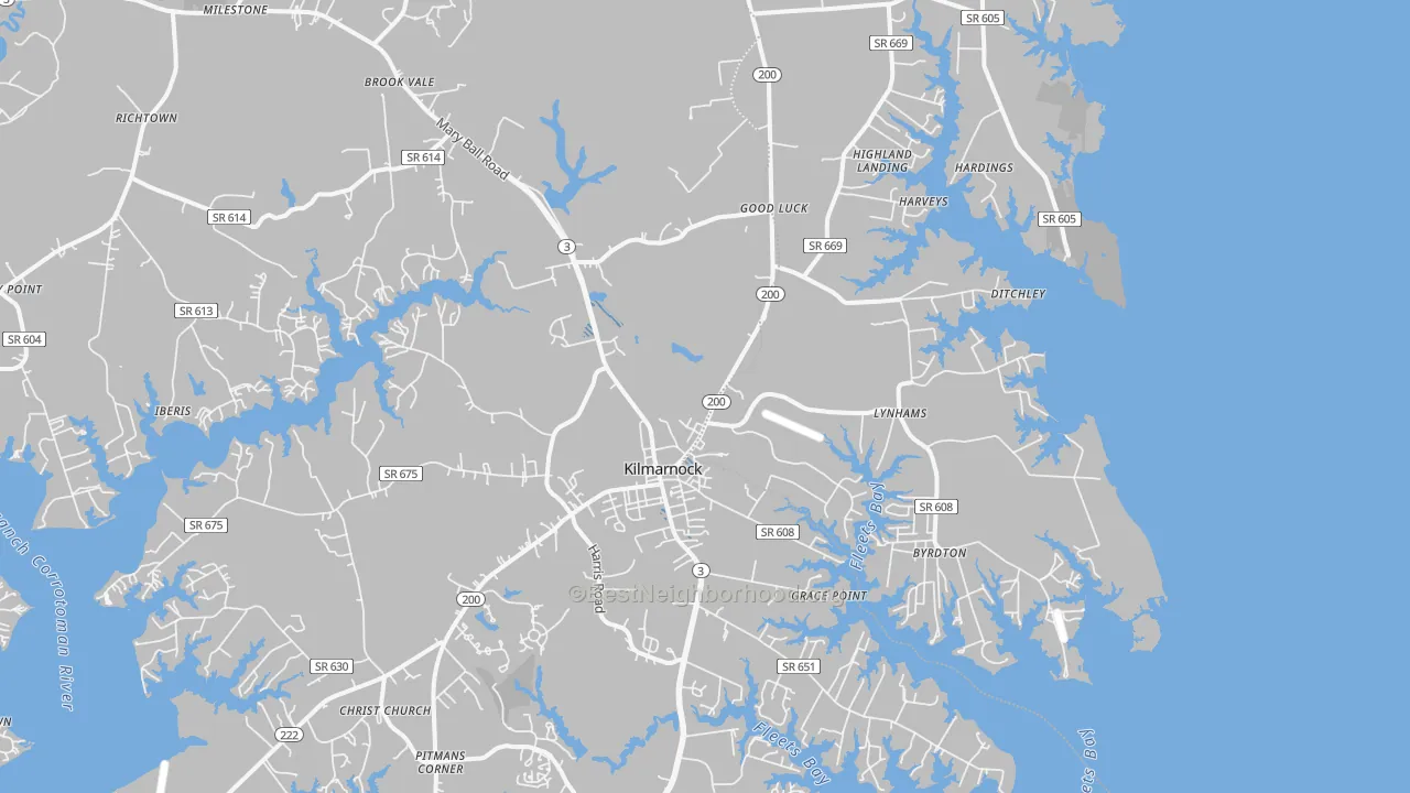 Transit Grade map of Kilmarnock, VA