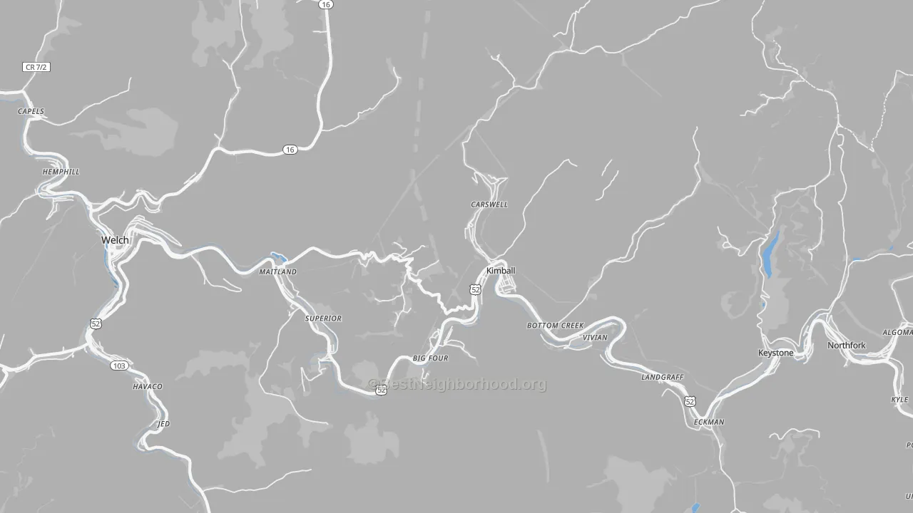 Transit Grade map of Kimball, WV