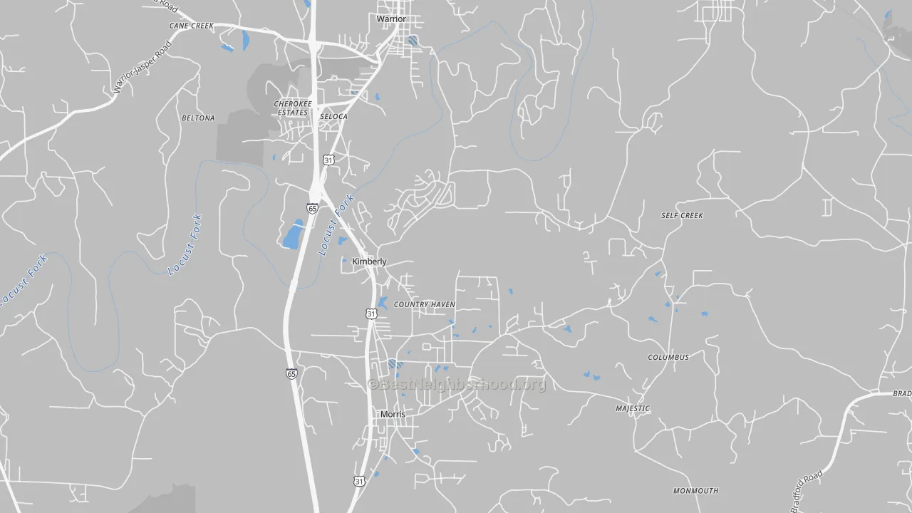 Transit Grade map of Kimberly, AL