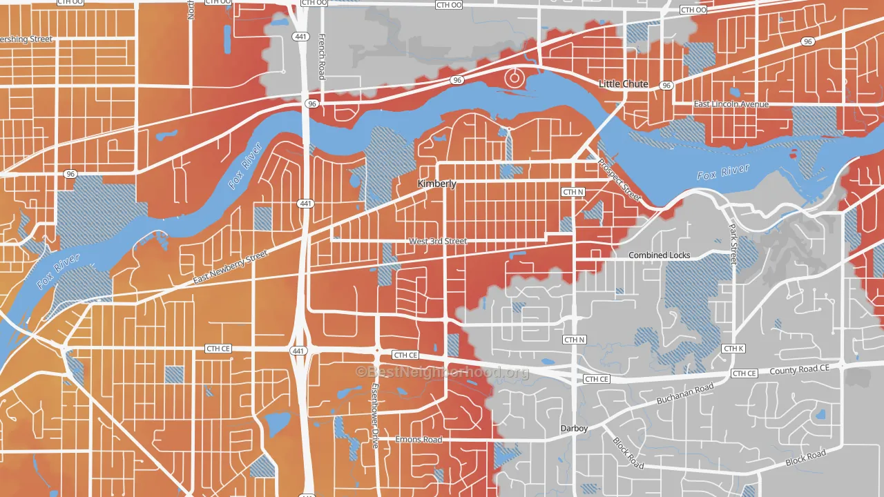 Transit Grade map of Kimberly, WI
