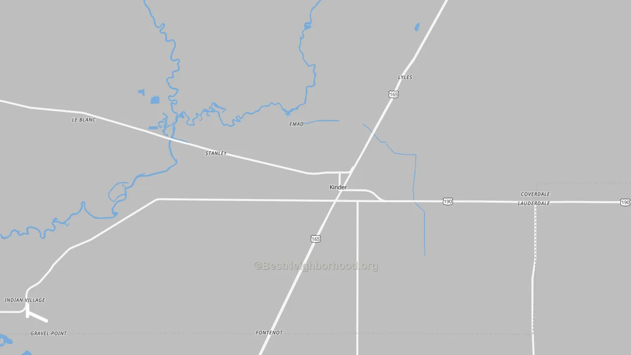 Transit Grade map of Kinder, LA