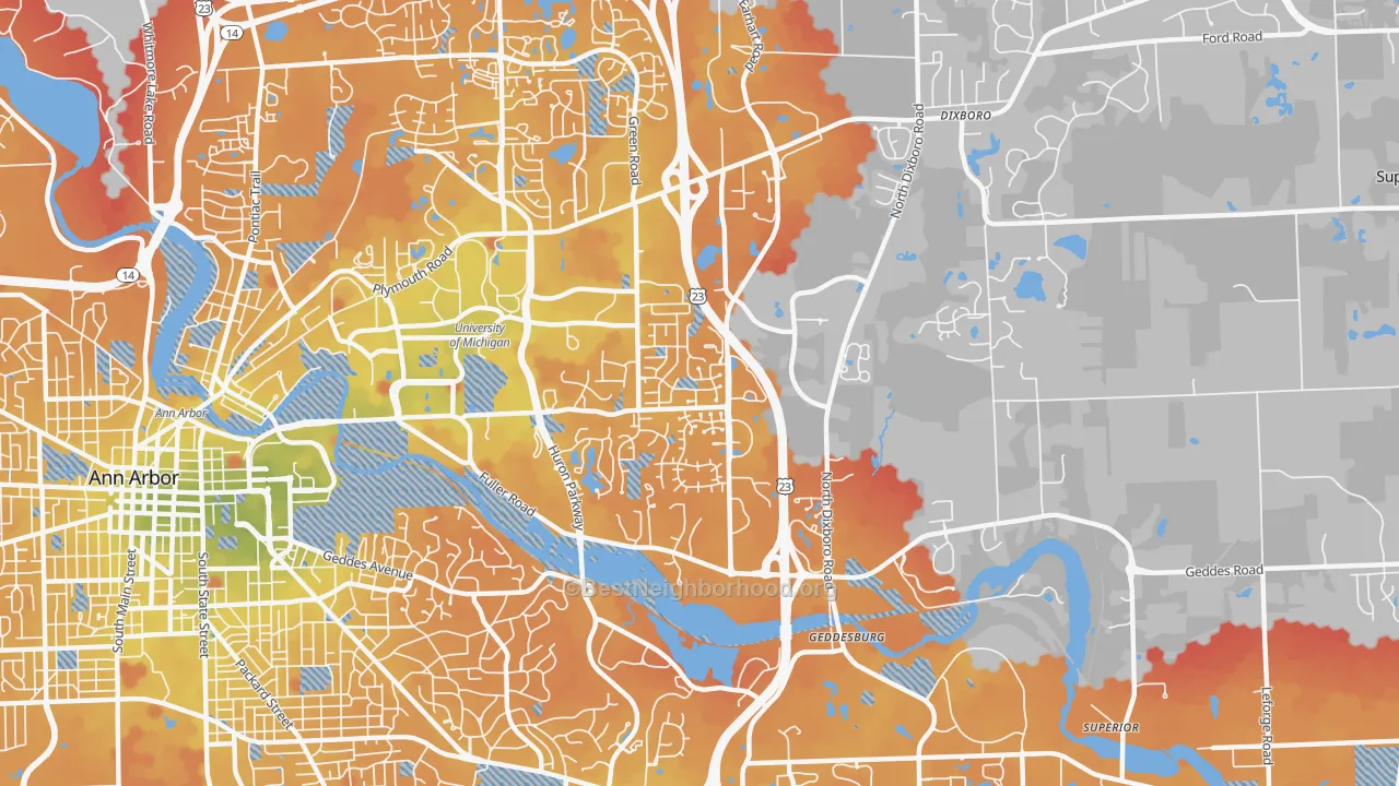 Transit Grade map of King, Ann Arbor, MI