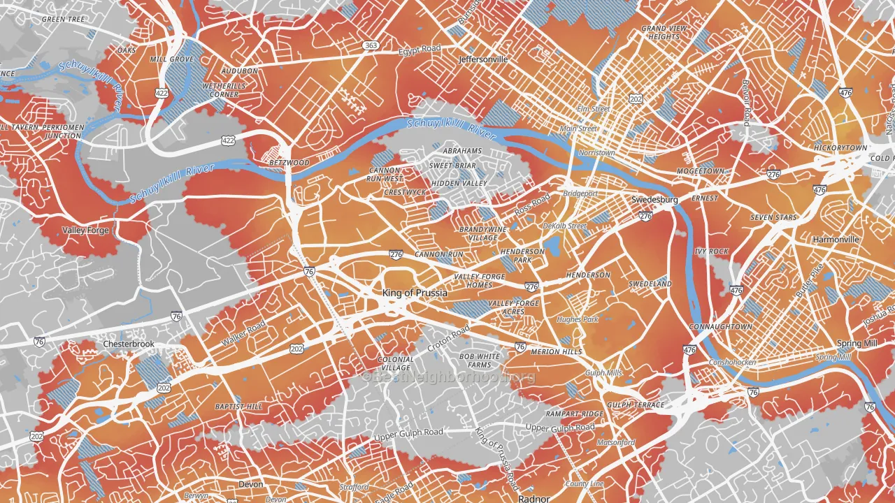 Transit Grade map of King of Prussia, PA