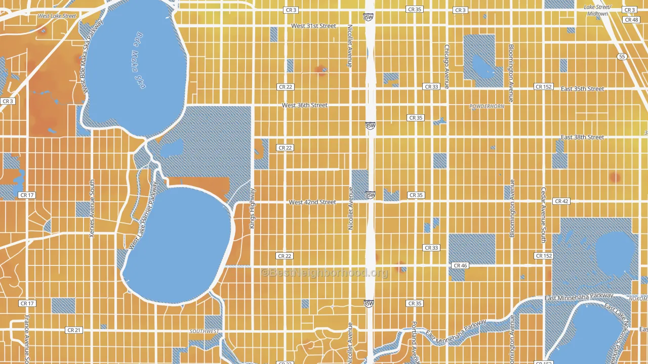Transit Grade map of Kingfield, Minneapolis, MN