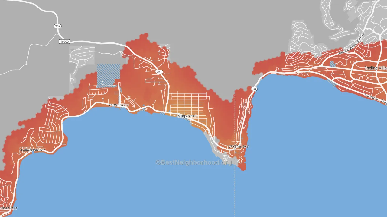 Transit Grade map of Kings Beach, CA