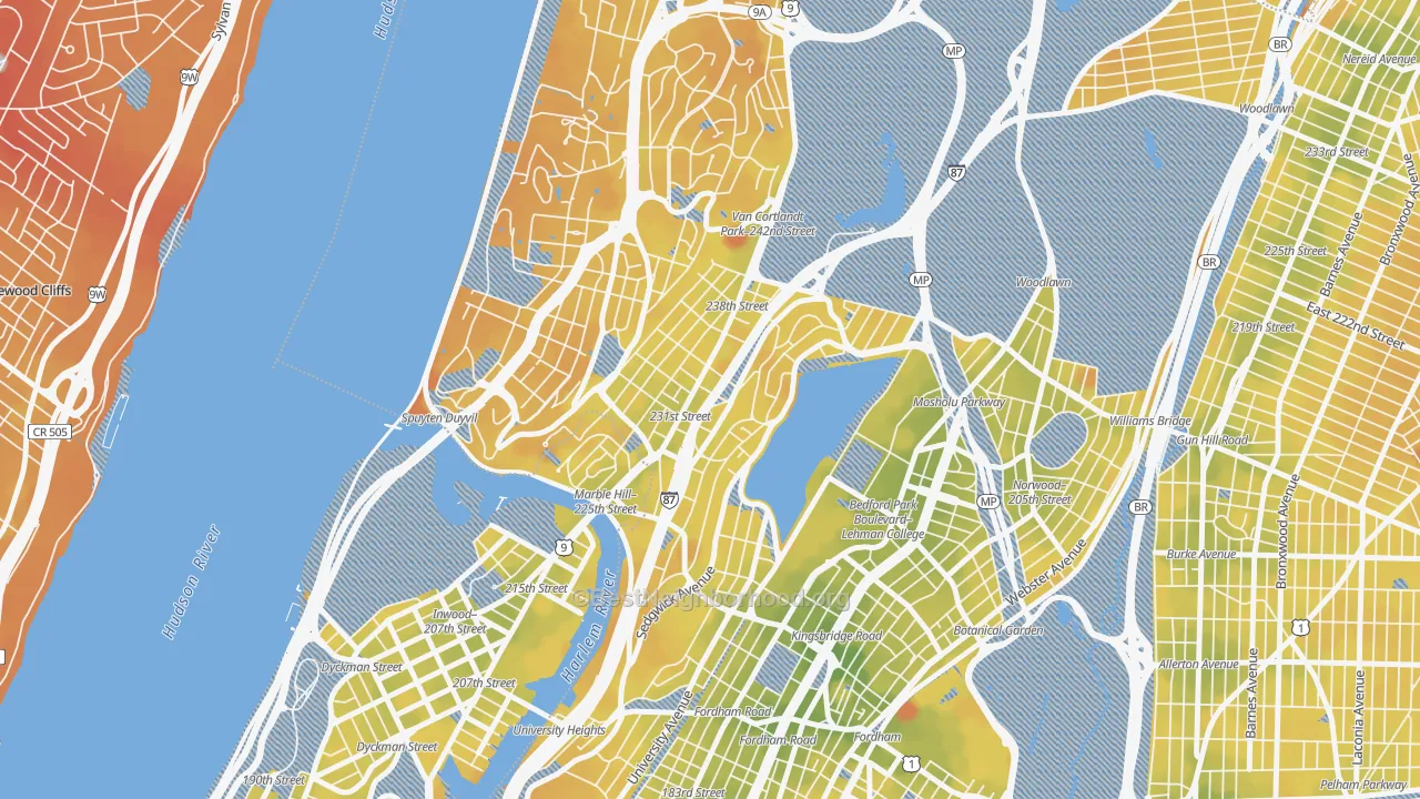 Transit Grade map of Kings Bridge, Bronx, NY