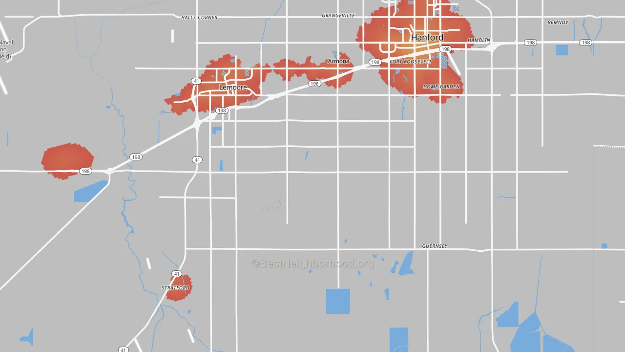 Transit Grade map of Kings County, CA