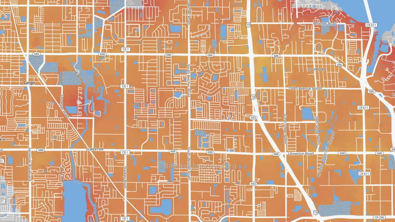 Transit Grade map of Kings Manor, Largo, FL