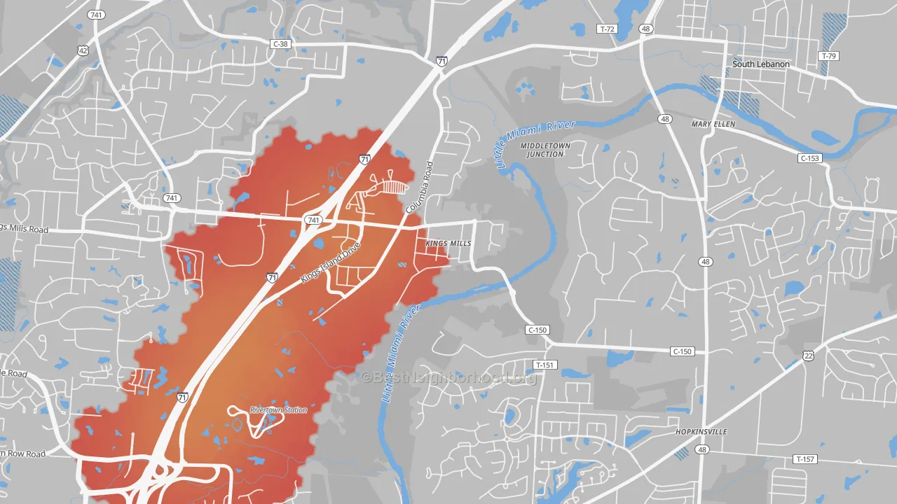 Transit Grade map of Kings Mills, OH