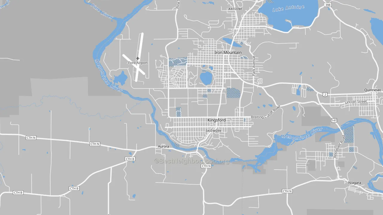 Transit Grade map of Kingsford, MI
