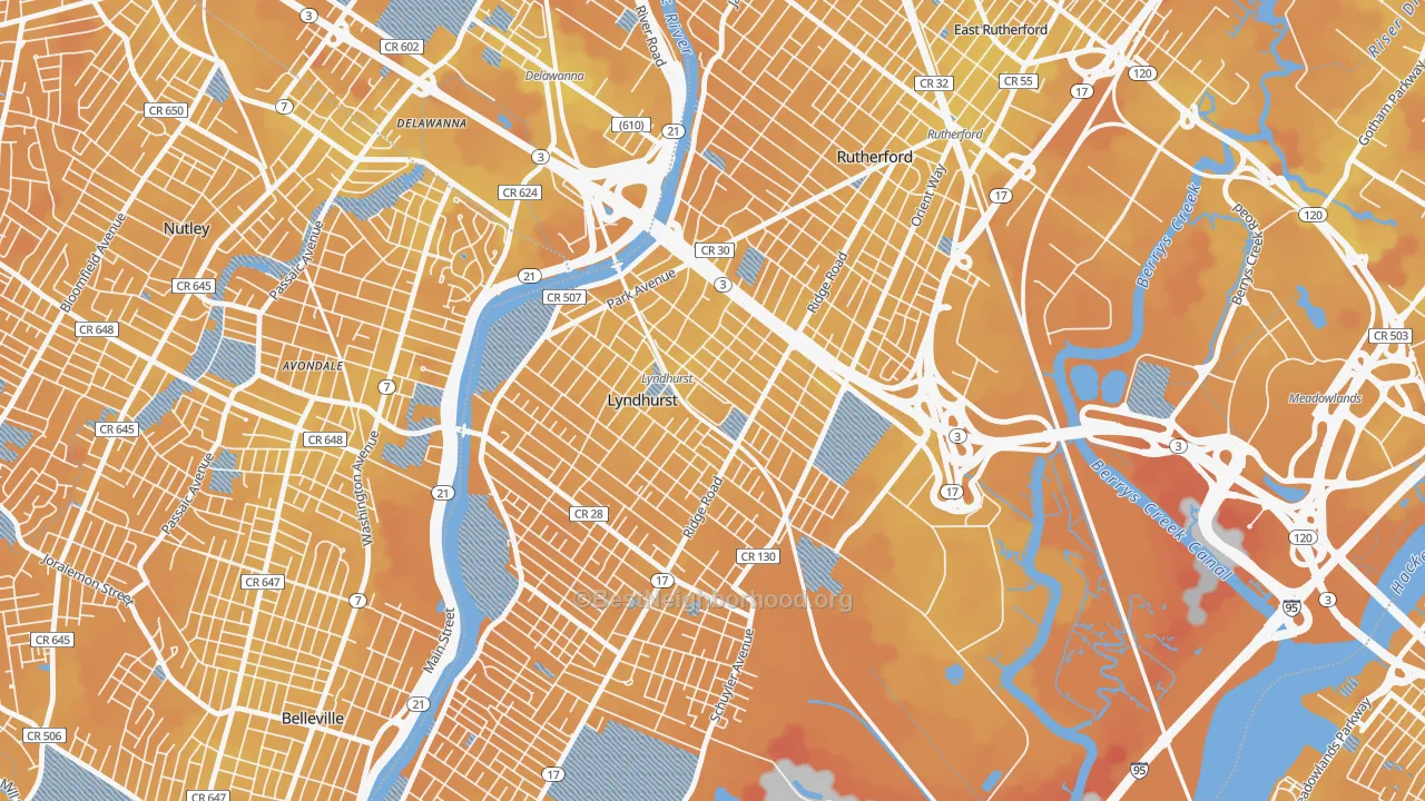 Transit Grade map of Kingsland, Lyndhurst, NJ